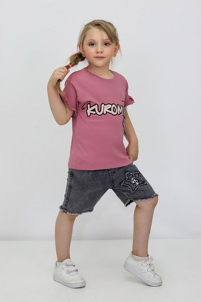 Cmk Kids club Kuromi Printed Girl's T-Shirt and Shorts Set