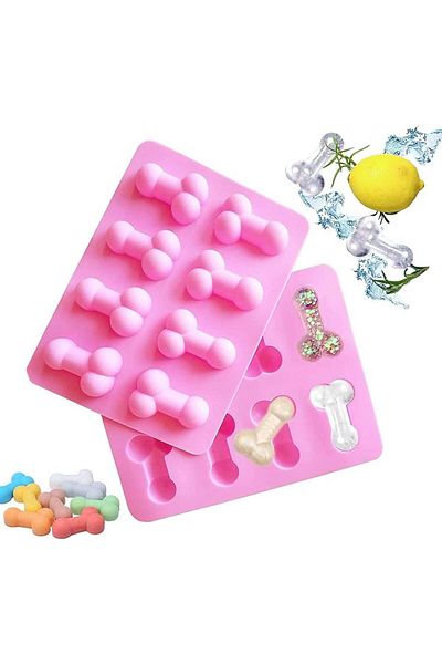 MARUKO Set of 2 Maruko ice cube molds, silicone, pink, 18.6 x 14.3 x 1.9 cm