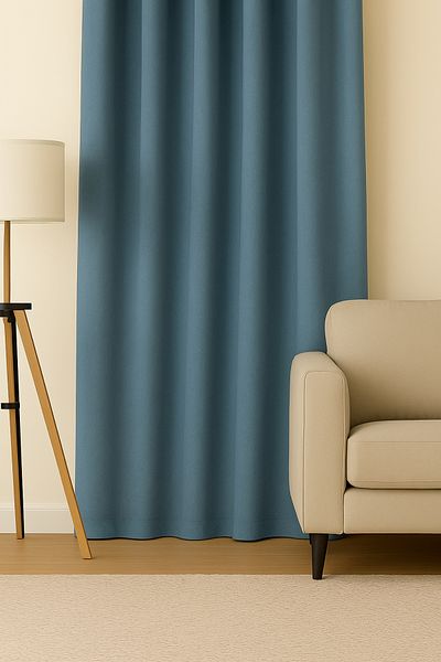 Luvora Home Luna Series Velvet Textured Pleatless Background Curtain - Indigo