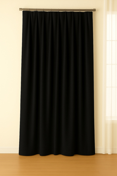 Luvora Home Κουρτίνα σκηνικού χωρίς πτερύγια με βελούδινη υφή σειράς Luna - Μαύρη
