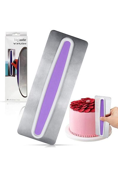 Yoyush Fine Scraper For Fondant And Icing, Stainless Steel/plastic, Silver/purple, 22.7 X 7.6 Cm