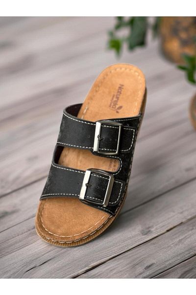 GEZER Γυναικείες παντόφλες Nubuck με ψηλή και δερμάτινη σόλα