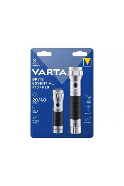 Varta Pack of 2 LED flashlights Varta Brite Essential F20 and Brite Essentila F10 2 x C 3 x AAA Aluminum-rubber