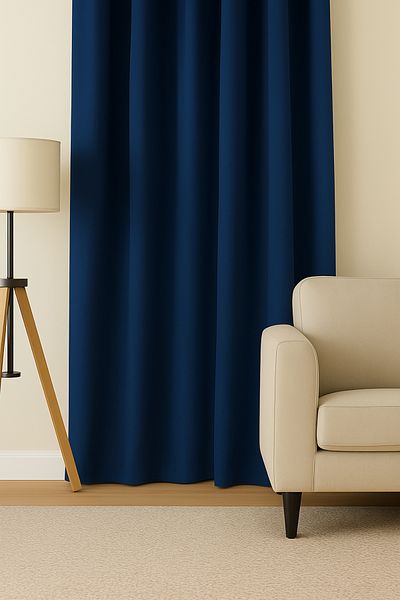Luvora Home Luna Series Velvet Textured Pleatless Background Curtain - Navy Blue