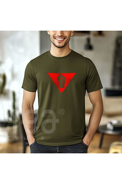 Crea Eymer Wear Palestine Red Palestine - Military CO Ψηφιακή στάμπα από βαμβακερό μπλουζάκι με λαιμόκοψη Χακί - Χακί