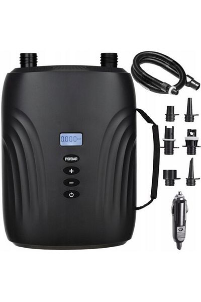 zola Electric car pump for SUP/kayak/boats, 2 functions, 6 nozzles, 110W, 1.38 bar, LCD, black