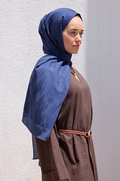 Qef Cotton Line Shawl Indigo