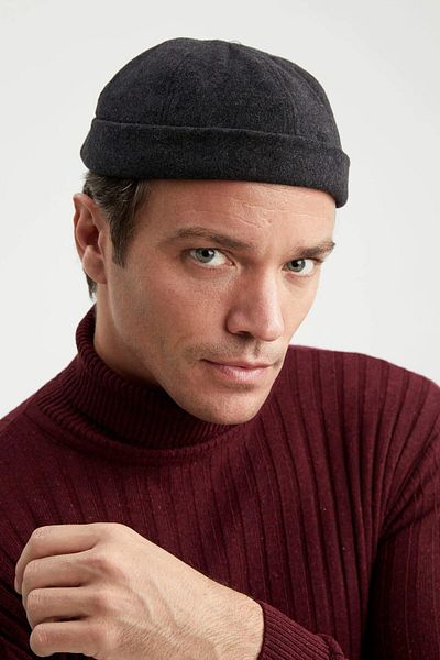 Takı Dükkanı Leon Unisex Χειμερινό μάλλινο καπέλο - Retro Docker Cap Skullcap, Cp236