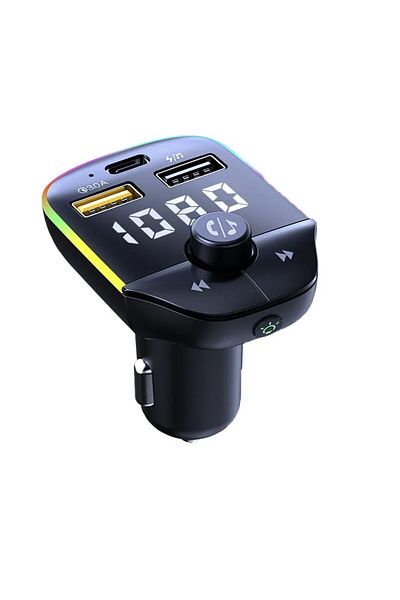 LUVLU Car Fm Modulator Bt 5.0, Fast Charger, Usb C Usb3.1a, Handsfree Car Kit, Rgb Light, Fm Transmitter