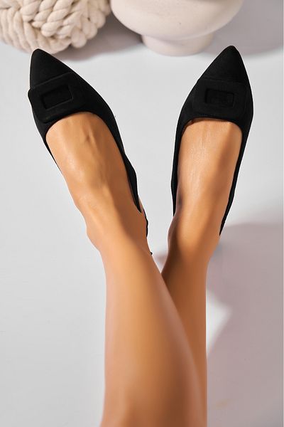 Joana Women's Casual Black Shoes Made of Eco-Suede Leather Alyra