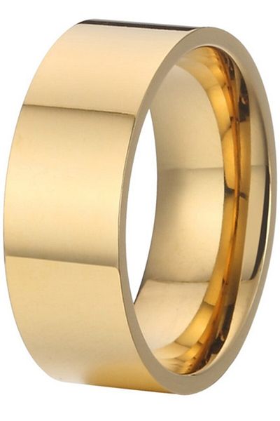 Takı Dükkanı 8mm Wide Flat Model Shiny Steel Wedding Ring Men Women Unisex Ring Cl28