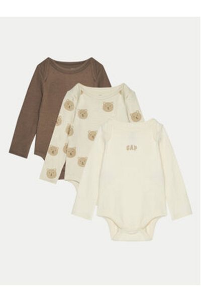 GAP Set de 3 body-uri unisex pentru bebeluși 600961-02 bej