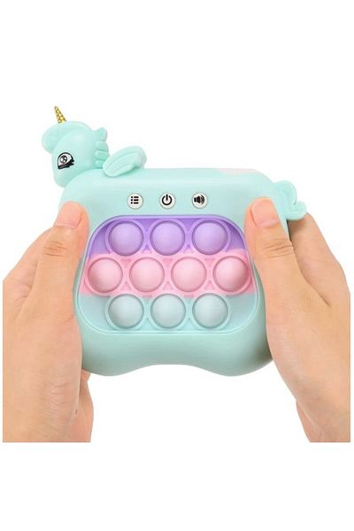 Flippy Interactive Console Toy, 12 Game Levels/Modes, Sounds And Lights, Blue Unicorn Pattern