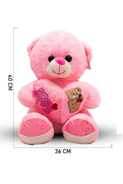 rexa Pink Teddy Bear with Heart Design – 40cm x 36cm