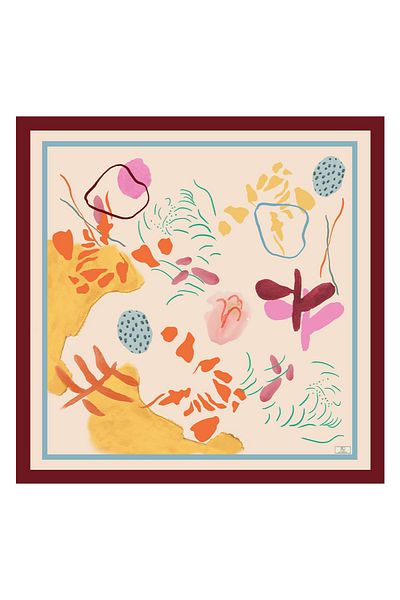 Qef Twill Silk Scarf Sunset Model