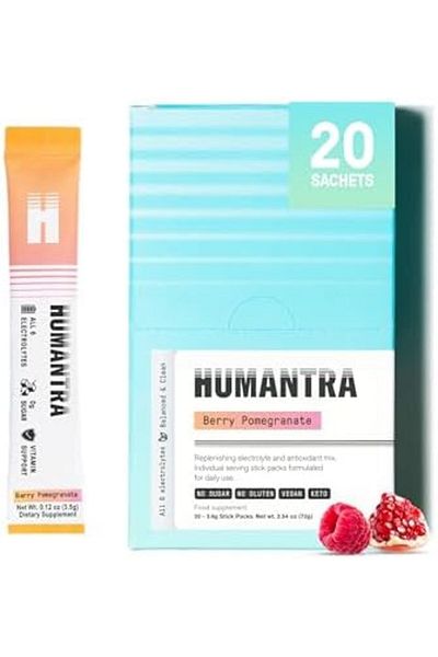 Humantra عبوات الترطيب | مُضاعِف ترطيب إلكتروليت خالي من السكر مع معادن أساسية، مُعزِّز