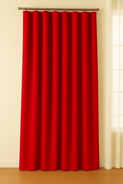 Luvora Home Luna Series Velvet Textured Pleatless Background Curtain - Red