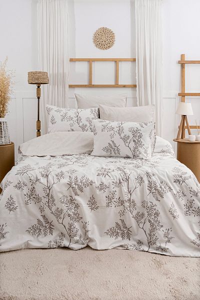 GARDEN ROOM Σετ Παπλωματοθήκη Διπλό με Ελαστικό Σεντόνι Loren Beige