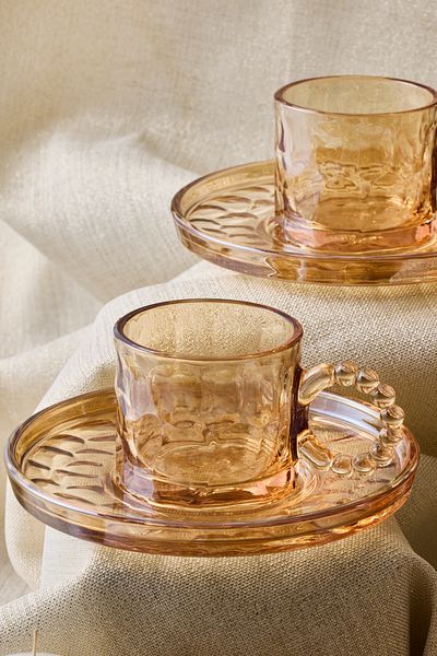 Perotti Ringo Ston Amber 6-Piece Coffee Cup with Bead Handle