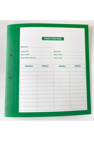 ABB Matbaa 50 Adet Selefonlu Yeşil Avukat Dava İcra Dosyası 300 Gr