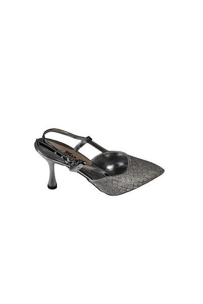 Yaz Kış Ayakkabı Yazkiş Qadi Silver Gold Black Thin 8cm Heels Closed Front Open Back Evening Dress Wedding Shoes