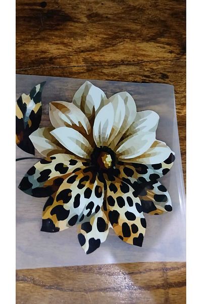 Gönülden Tasarım 13X13 CM FERĂȘIȚĂ LEOPARD FLORI TRANSFER PRINT ARMĂ