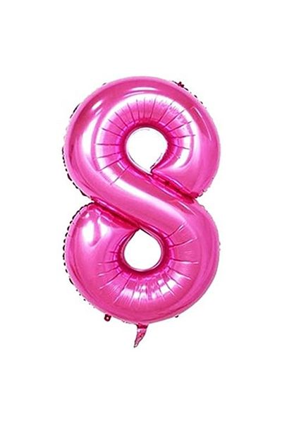 Ropet Metallic foil balloon, Number 8, birthday, 80 cm, Pink