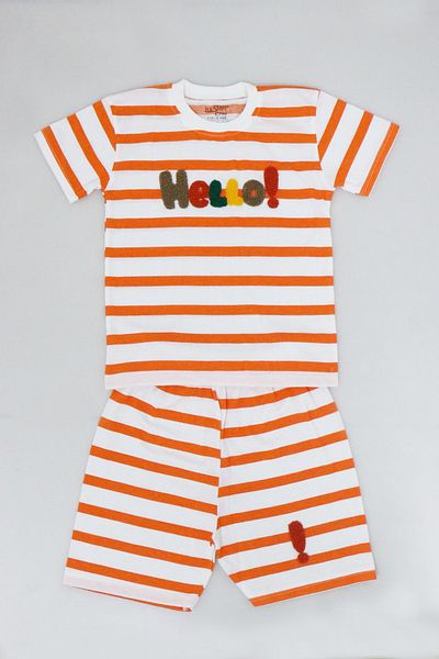 e-çocuk Boy's Striped Hello Filter Shorts Suit - 1105
