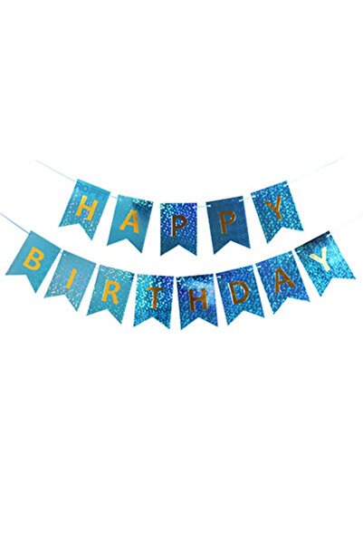 Ropet Banner Happy Birthday, Ghirlanda, 2.5m x 17cm, Albastru Chrome, Ropet