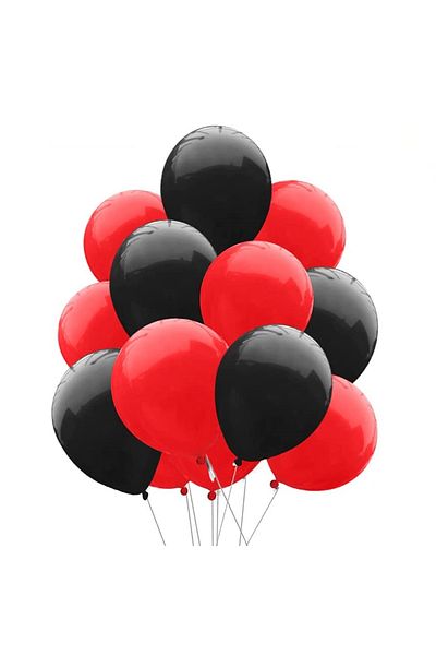 Ropet Set of 10 latex balloons, Red/Black, 30cm, Ropet
