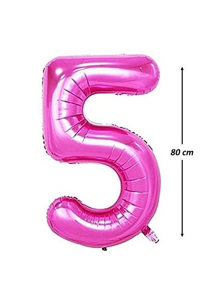Ropet Metallic foil balloon, Number 5, birthday, 80 cm, Pink