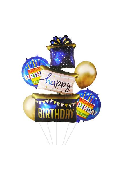 Ropet Set of 5 birthday balloons, 30cm - 124cm, Cake - Happy Birthday, Ropet