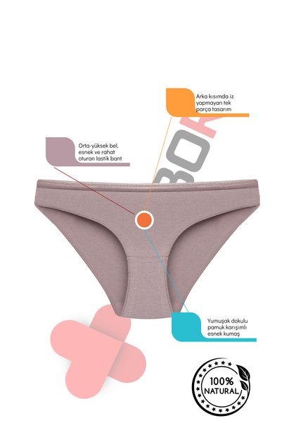 BEGBOR LİNGERİE Solid Textured High Waist Women's Slip Panties – Soft Cotton Comfort