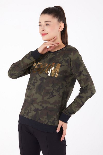 TOFİSA Φούτερ με στάμπα Khaki - 26294