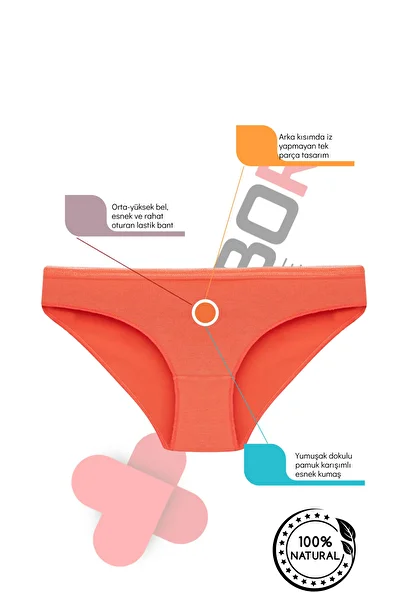 BEGBOR LİNGERİE Solid Textured High Waist Women's Slip Panties – Soft Cotton Comfort