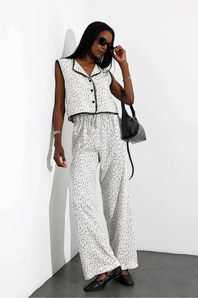 5in1Canpolat Natural Patterned Vest Trousers Suit 38444