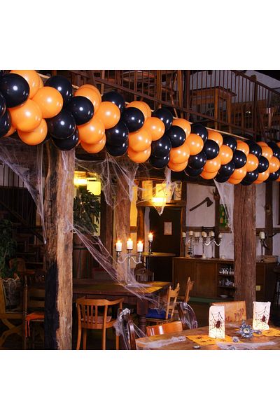 Ropet Set of 10 latex balloons, Orange/Black, 30cm, Ropet