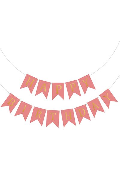 Ropet Happy Birthday Banner, Garland, 2.5m x 17cm, Pink, Rope