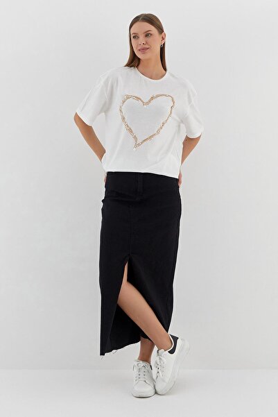 Shopping Shop Μπλουζάκι Oversize Heart Printed ΜΠΕΖ