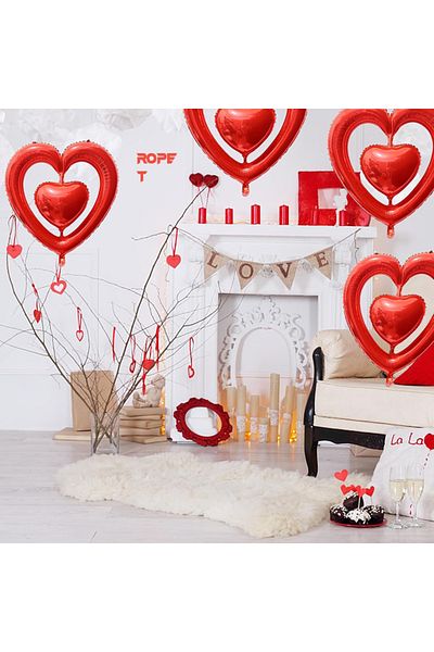 Ropet Foil balloon with stand, Heart figurine, Red, 100 cm, Ropet
