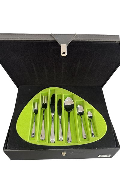 İNTER CELİK Inter Model 90 Piece Spoon-Fork-Knife Set with Leather Bag