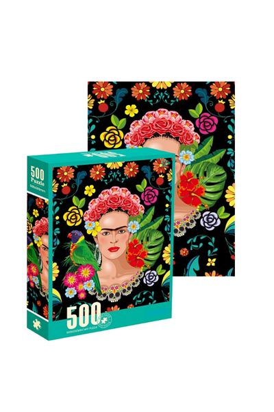 OBRO Puzzle for adults, famous painters, Frida Kahlo with flowers, multicolor, 50 x 36 cm, 500 pieces