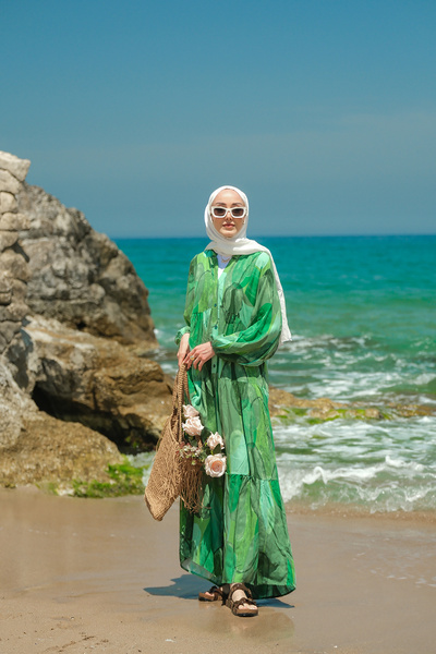 LOCCO Women's Figure Patterned Dress Green