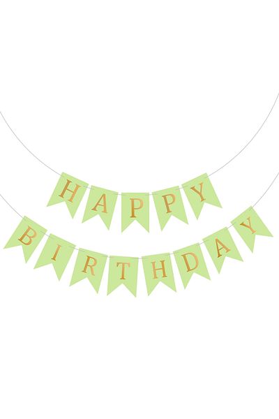 Ropet Happy Birthday Banner, Garland, 2.5m x 17cm, Green, Rope