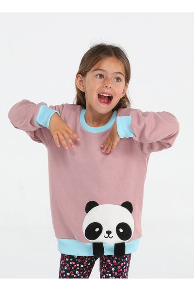 Casabony Fata - Tricou transpiratie Dusty Rose Brodat Panda