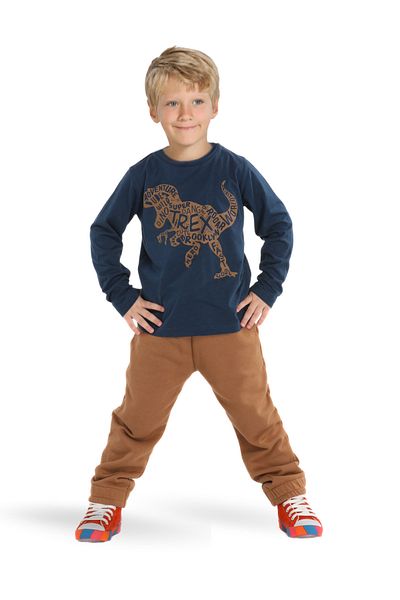 Casabony T-Rex Printed Jogger Pants + Long Sleeve -T-Shirt Set