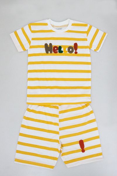 e-çocuk Boy's Striped Hello Filter Shorts Suit - 1105