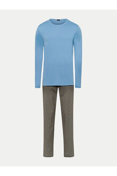 Hanro Men's Pajamas 75111 Brown, Blue