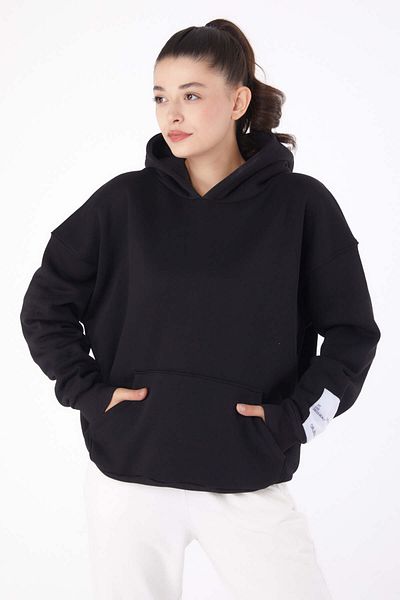 TOFİSA Pulover cu glugă negru - 26219
