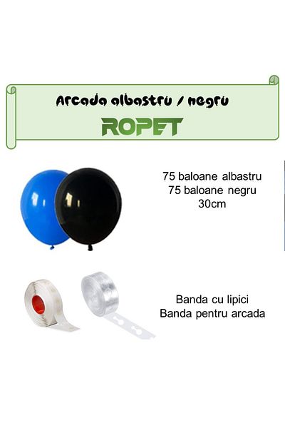 Ropet Balloon arrangement set for arch, 150 pcs, blue and black